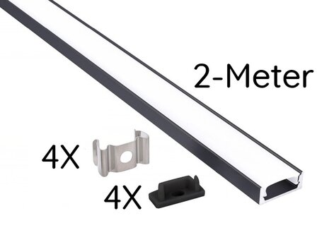 ALUMINIUM PROFIEL ZWART - LED STRIP TOT 12-MM