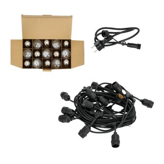 LED BUITENSLINGER SET 15-METER 15 X 1W E27 KOPPELBAAR