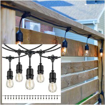 LED BUITENSLINGER SET 20-METER 20 X 1W E27 KOPPELBAAR