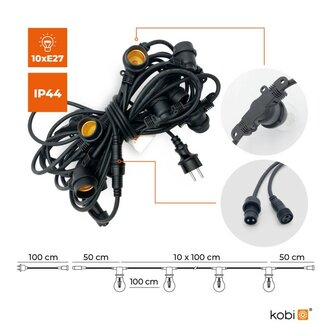 BUITENSLINGER OUTDOOR 10-METER 10 X E27 KOPPELBAAR