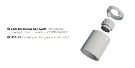 LED OPBOUWSPOT CHLOE-R UGR19 7W 560LM CCT-SWITCH