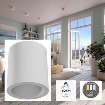 LED OPBOUWSPOT CHLOE-R UGR19 7W 560LM CCT-SWITCH