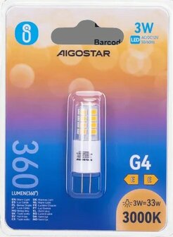 LED G4 GU4 LAMP COMPACT 12V AC/DC 3W=33W 360LM WARM WIT 