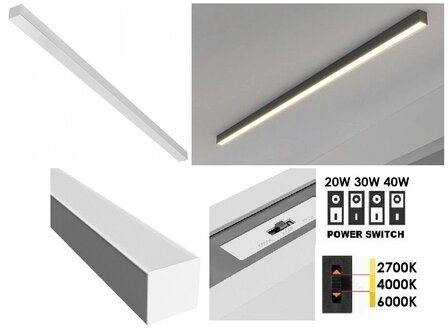 LED LINEAR ARMATUUR WIT 120CM POWER- &amp; CCT-SWITCH 