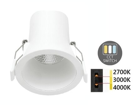 LED INBOUWSPOT 40&deg; IP44 DIMBAAR 230V 6W CCT-SWITCH