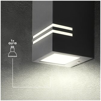 TUINLAMP WANDLAMP GRIJS DOWN IP44 230V GU10
