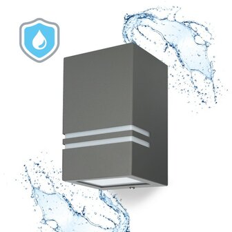 TUINLAMP WANDLAMP GRIJS DOWN IP44 230V GU10