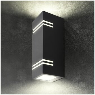 TUINLAMP OUTDOOR WANDLAMP ZWART UP/DOWN IP44 230V 2XGU10