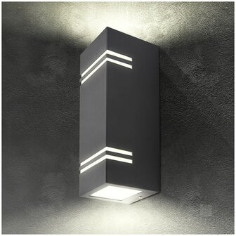 TUINLAMP OUTDOOR WANDLAMP GRIJS UP/DOWN IP44 230V 2XGU10
