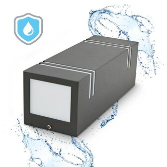 TUINLAMP OUTDOOR WANDLAMP GRIJS UP/DOWN IP44 230V 2XGU10