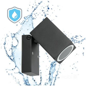 BUITENLAMP WANDLAMP 90&deg; ZWENKBAAR ZWART IP44 230V GU10