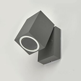 BUITENLAMP WANDLAMP 90&deg; ZWENKBAAR GRIJS IP44 230V GU10