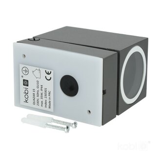 BUITENLAMP WANDLAMP 90&deg; ZWENKBAAR GRIJS IP44 230V GU10