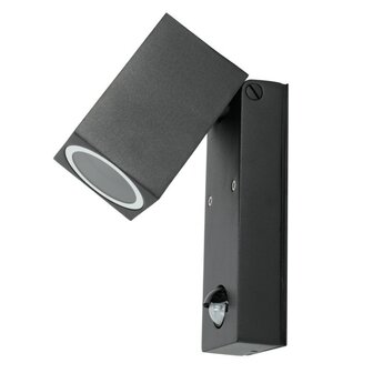 BUITENLAMP WANDLAMP MET SENSOR ZWART IP44 230V GU10