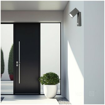 BUITENLAMP WANDLAMP MET SENSOR GRIJS IP44 230V GU10