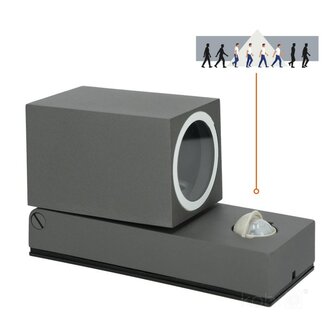 BUITENLAMP WANDLAMP MET SENSOR GRIJS IP44 230V GU10