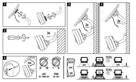 LED SOLAR VERSTRALER MET SENOR IP65 13W 1400LM 4000K 