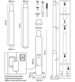 PAAL MAST BASE SV 3M &Oslash;60MM ZWART - LED STRAATLAMPEN