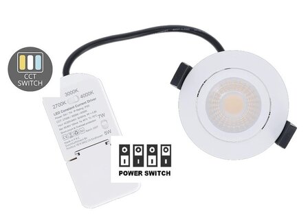 LED INBOUWSPOT SLIM-FIT IP65 DIM TO WARM POWER &amp; CCT-SWITCH WIT 