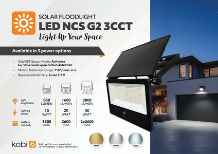 LED SOLAR VERSTRALER MET SENSOR 3CCT 30W 2800LM IP54 