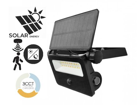 LED SOLAR VERSTRALER MET SENSOR 3CCT 10W 850LM IP54 