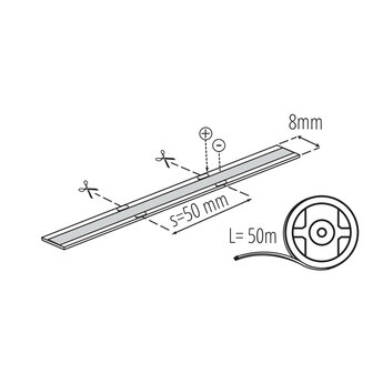 COB LED STRIP 24V/DC 3W/M. 4000K 50-METER ROL 