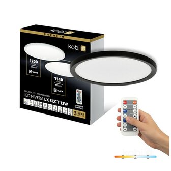 LED PLAFONDLAMP NIVERA MET SENSOR &amp; REMOTE IP54 12W 1200LM 3CCT 