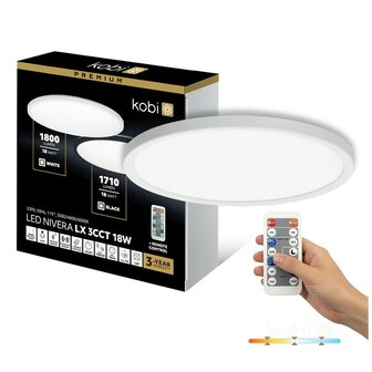 LED PLAFONDLAMP NIVERA MET SENSOR &amp; REMOTE IP54 18W 1710LM 3CCT 