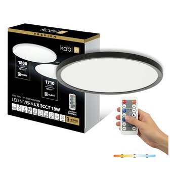 LED PLAFONDLAMP NIVERA MET SENSOR &amp; REMOTE IP54 18W 1710LM 3CCT 