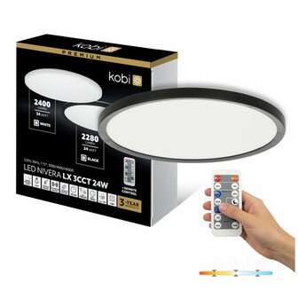 LED PLAFONDLAMP NIVERA MET SENSOR &amp; REMOTE IP54 24W 2280LM 3CCT 