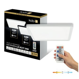 LED PLAFONDLAMP NIVERA MET SENSOR &amp; REMOTE IP54 24W 2280LM 3CCT 