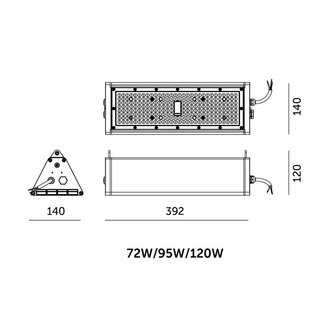 LED HIGH BAY LINEAR 3POWER- &amp; 3CCT-SWITCH IP65 60&deg;X90&deg;