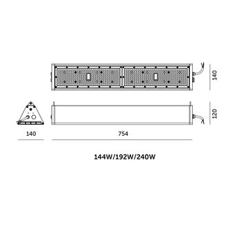 LED HIGH BAY LINEAR 3POWER- &amp; 3CCT-SWITCH IP65 60&deg;X90&deg;