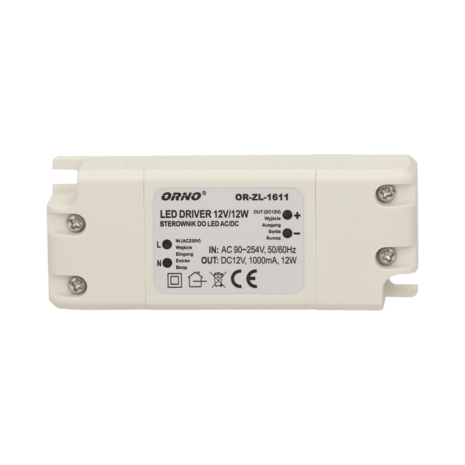 LED TRANSFORMATOR ECO IP20 12V/DC 12W 1A 