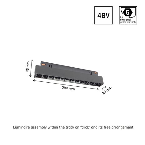 SYSTEM SHIFT GRID-20 UGR19 CRI90 48V 12W 1200LM 3000K