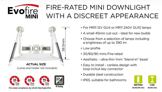 EVOFIRE MINI FIRE RATED IP65 WHITE 35-MM SPOT