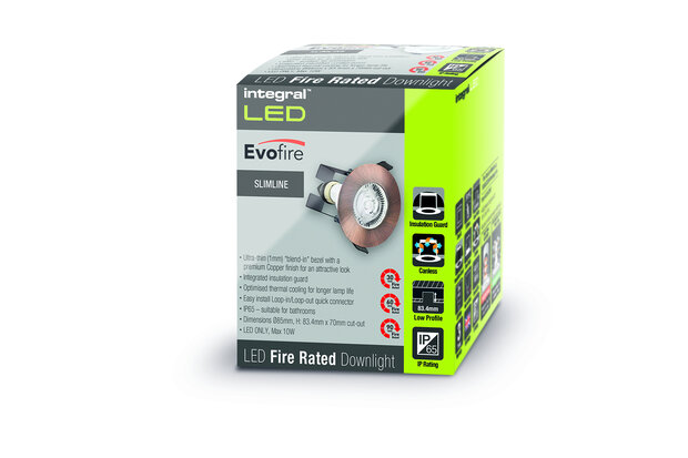 EVOFIRE IP65 FIRE RATED KOPER ISOLATIEBESCHERMING SPOTHOUDER