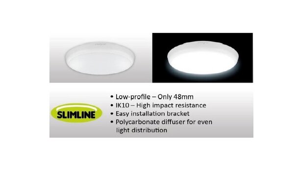 LED SLIMLINE PLAFONDLAMP MET 3-UURS NOODLAMP IP54 IK10 12W 1266LM 4000K