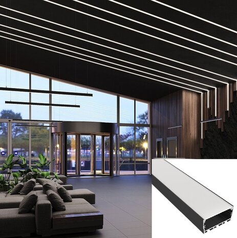 ALUMINIUM PROFIEL JAPET-XL BLACK LED STRIPS TOT 36-MM