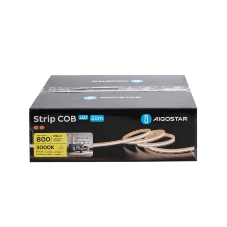 COB LED STRIP 230V 8W/M. 1600LM/M. 3000K 50-METER ROL