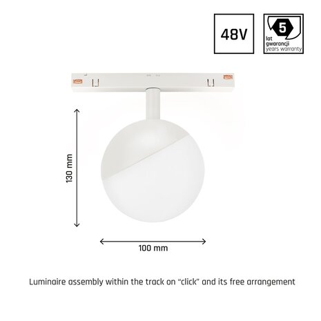 SYSTEM SHIFT GLOBE LAMP WHITE CRI90 48V 5W 550LM 3000K