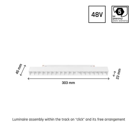 SYSTEM SHIFT GRID-30 WHITE UGR19 CRI90 48V 17W 1700LM 3000K