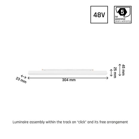 SYSTEM SHIFT LINE-30 WHITE CRI90 48V 8W 980LM 3000K 