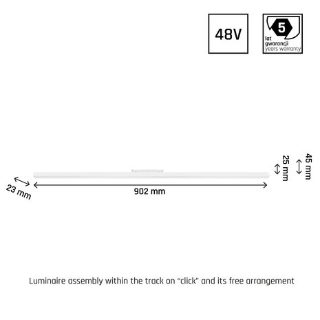 SYSTEM SHIFT LINE-90 WHITE CRI90 48V 22W 2300LM 3000K 