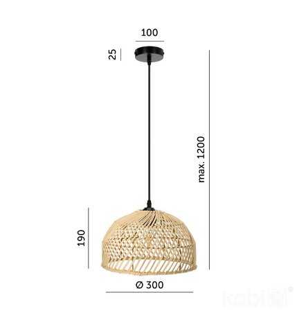 HANGLAMP RIGA GEVLOCHTEN RATTAN 230V E27 