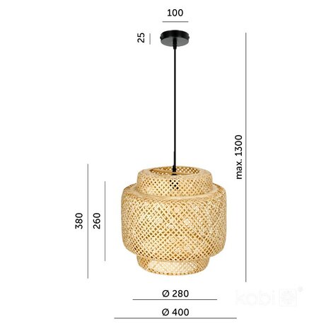 HANGLAMP BONN GEVLOCHTEN BAMBOE 230V E27 