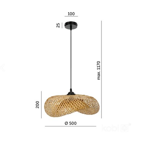 HANGLAMP BRUGIA-M GEVLOCHTEN BAMBOE 230V E27 