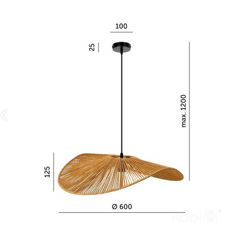 HANGLAMP VERONA JUTE/METAAL 230V E27 