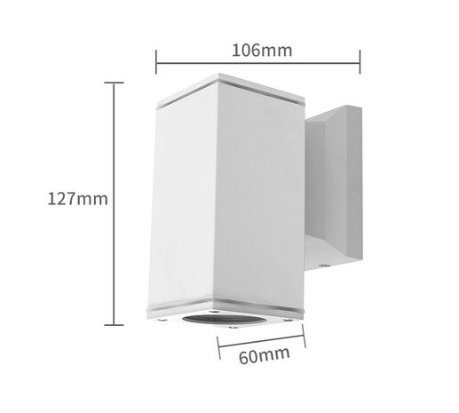 TUINLAMP WANDLAMP SQUARE WIT DOWN IP65 230V GU10