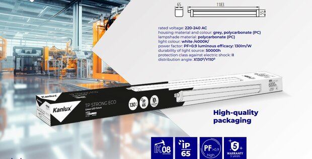 LED BATTEN TP STRONG ECO 120-CM IK08 IP65 230V 46W 6000LM 4000K